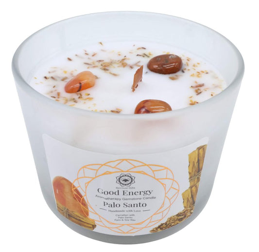 Bougie Parfurmée "Energie Positive" Cornaline + Palo Santo 256g