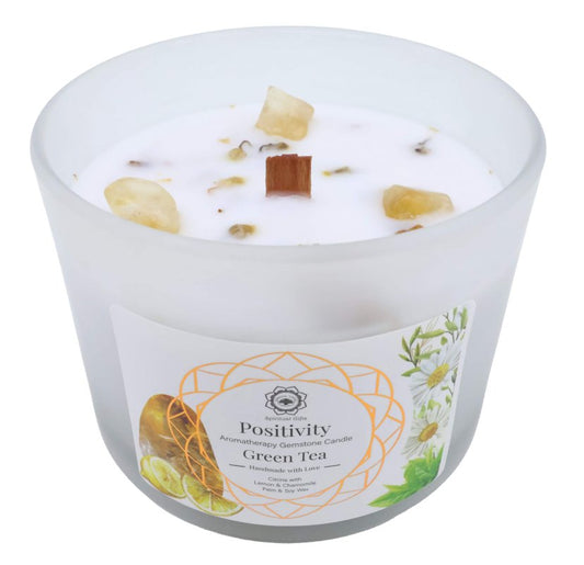 Bougie Parfurmée "Positivité" Citrine + Thé Vert 256g