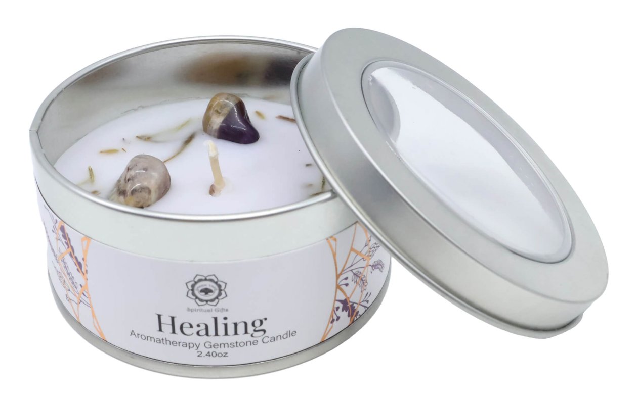 Bougie Parfurmée "Guérison" Améthyste + Lavande 70g