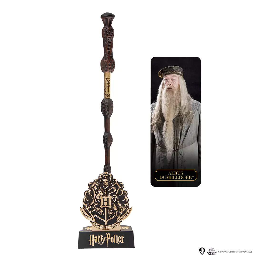 Stylo baguette Albus Dumbledore + support et marque page