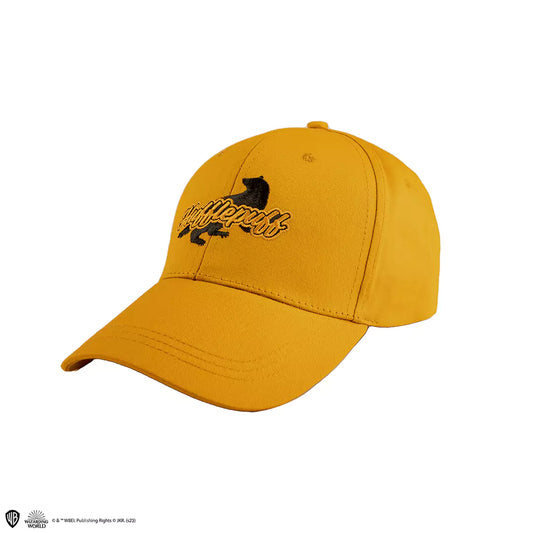 Casquette Poufsouffle en coton noir et jaune avec blaireau et logo Hufflepuff brodés – produit sous licence officielle Harry Potter