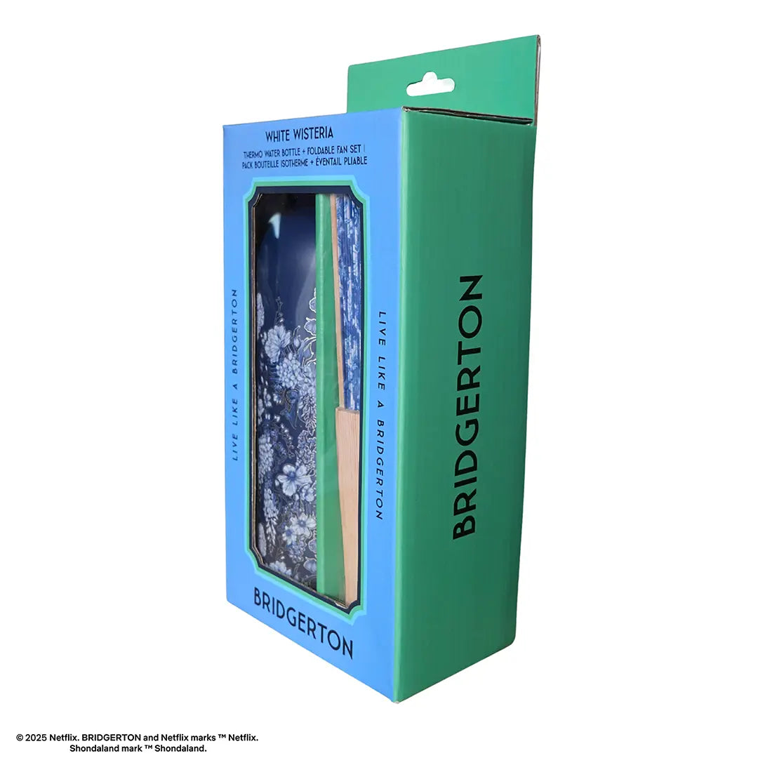 Pack bouteille isotherme et éventail Glycine Blanche – Bridgerton