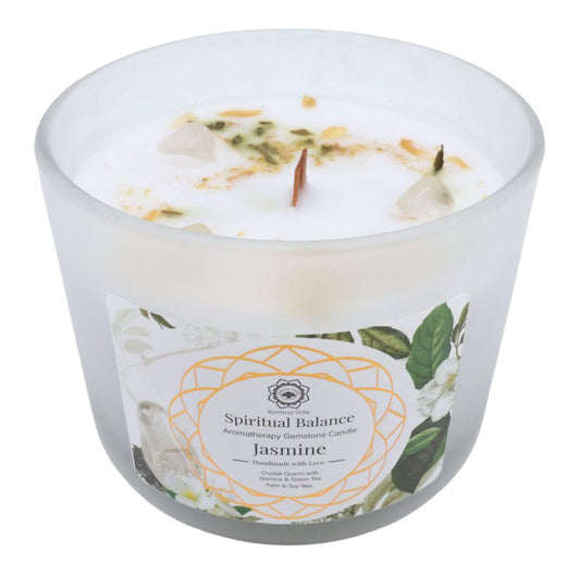 Bougie Parfurmée "Equilibre Spirituel" Cristal de Roche + Jasmin 256g