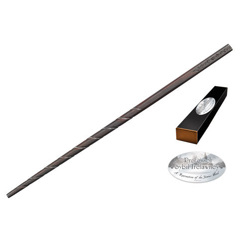 Réplique baguette Sybille Trelawney Harry Potter – Résine 38cm, boîte collection personnages et plaque nominative.
