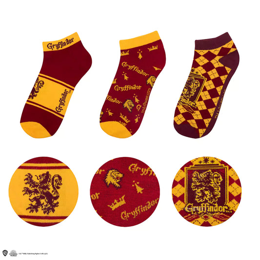 Chaussettes courtes Gryffondor Harry Potter – lot de 3, taille unique