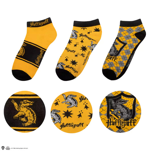 Chaussettes courtes Poufsouffle Harry Potter – lot de 3, taille unique
