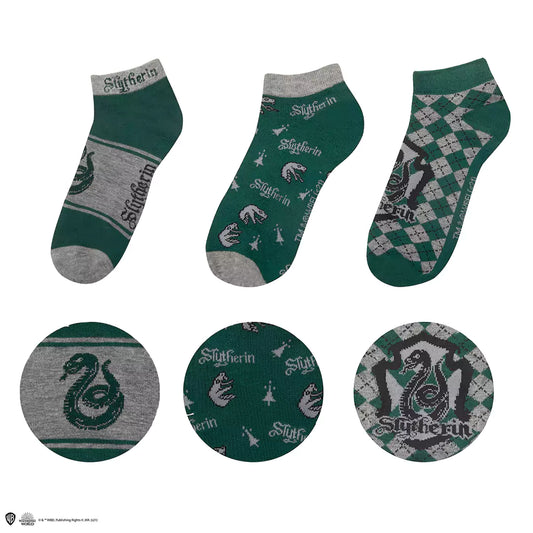 Chaussettes courtes Serpentard Harry Potter – lot de 3, taille unique