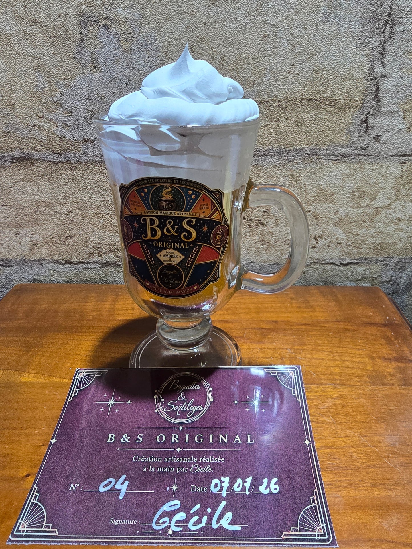 Chope de collection B&S Original numéro 4, création artisanale unique avec certificat d’authenticité signé.