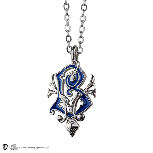 Collier Beauxbâtons avec pendentif doré et blason bleu orné de strass inspiré de Fleur Delacour