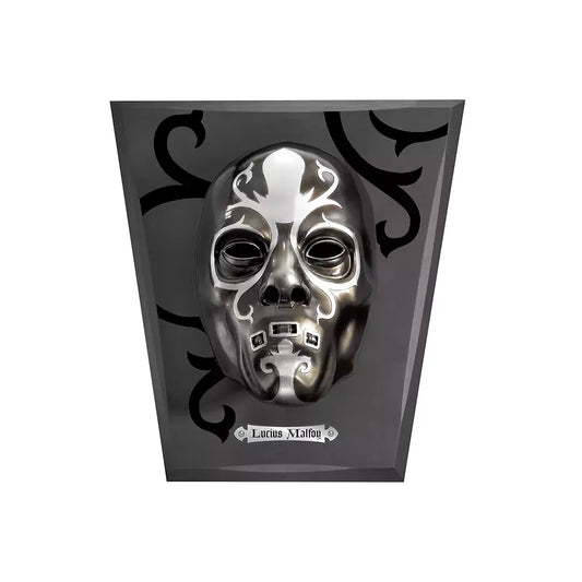 Réplique du masque de Lucius Malefoy en PVC avec présentoir en bois