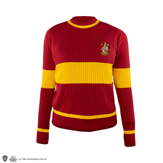 Pull Quidditch Gryffondor Harry Potter rouge et or – écusson brodé, taille unisexe
