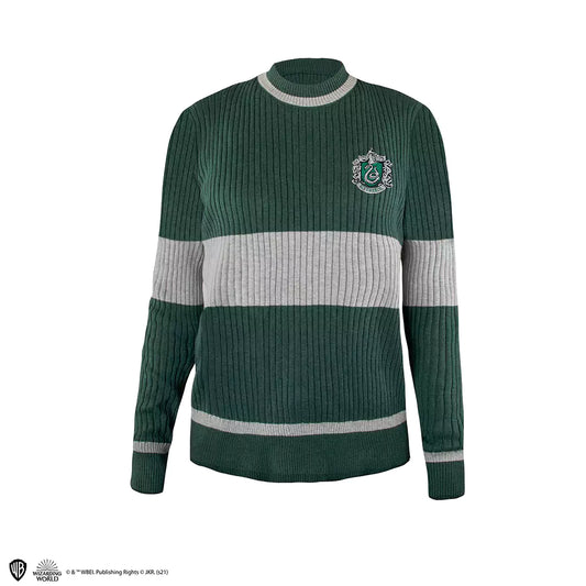 Pull Quidditch Serpentard Harry Potter vert et argent – écusson brodé, taille unisexe