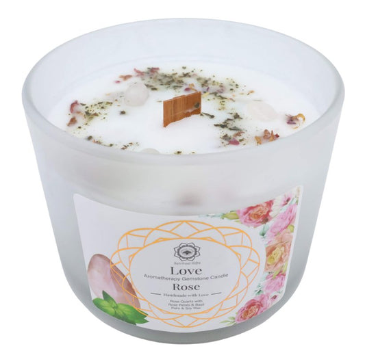 Bougie Parfurmée "Amour" Quartz Rose+ Rose 256g