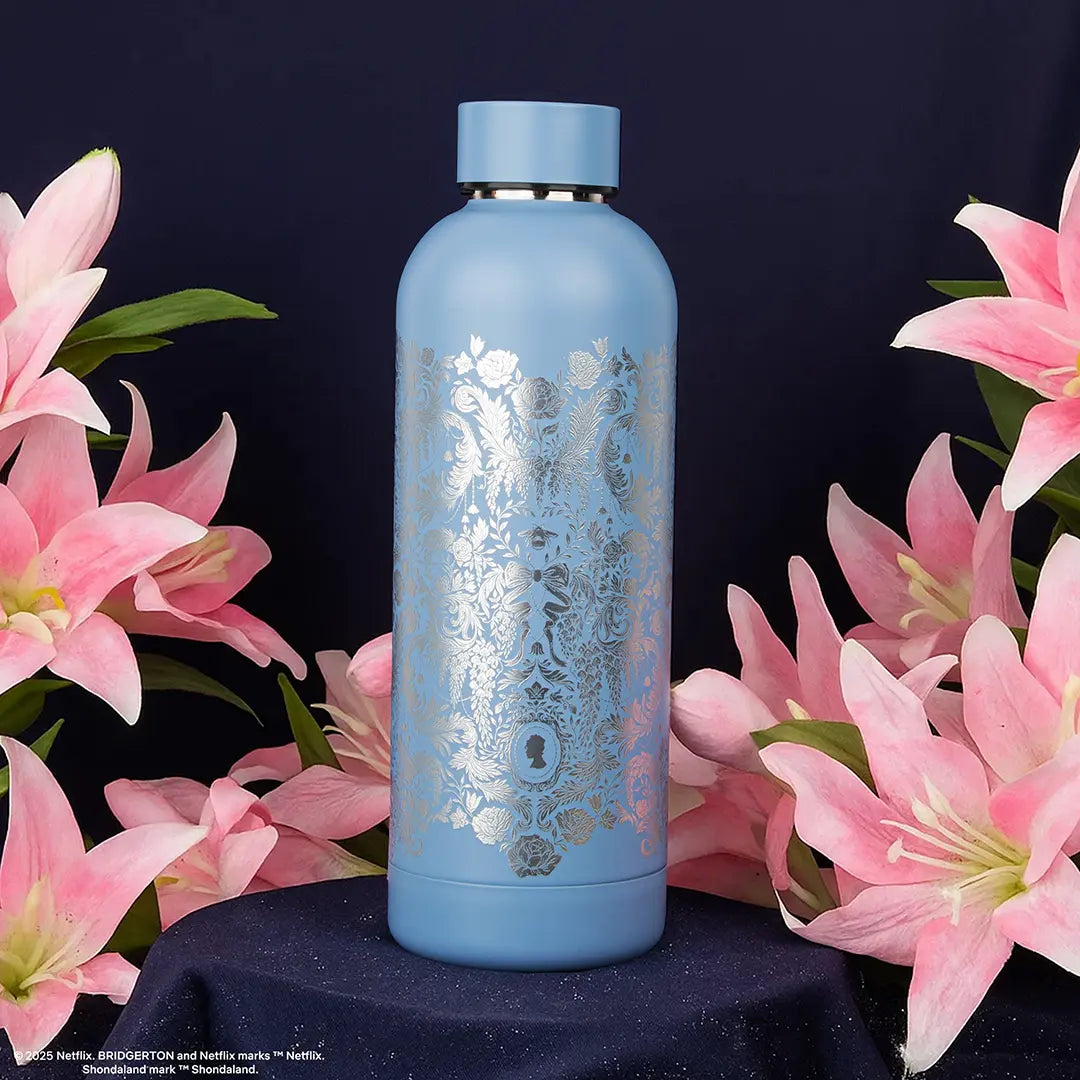 Bouteille isotherme 500 ml Fleurs de Damas argentées – Bridgerton