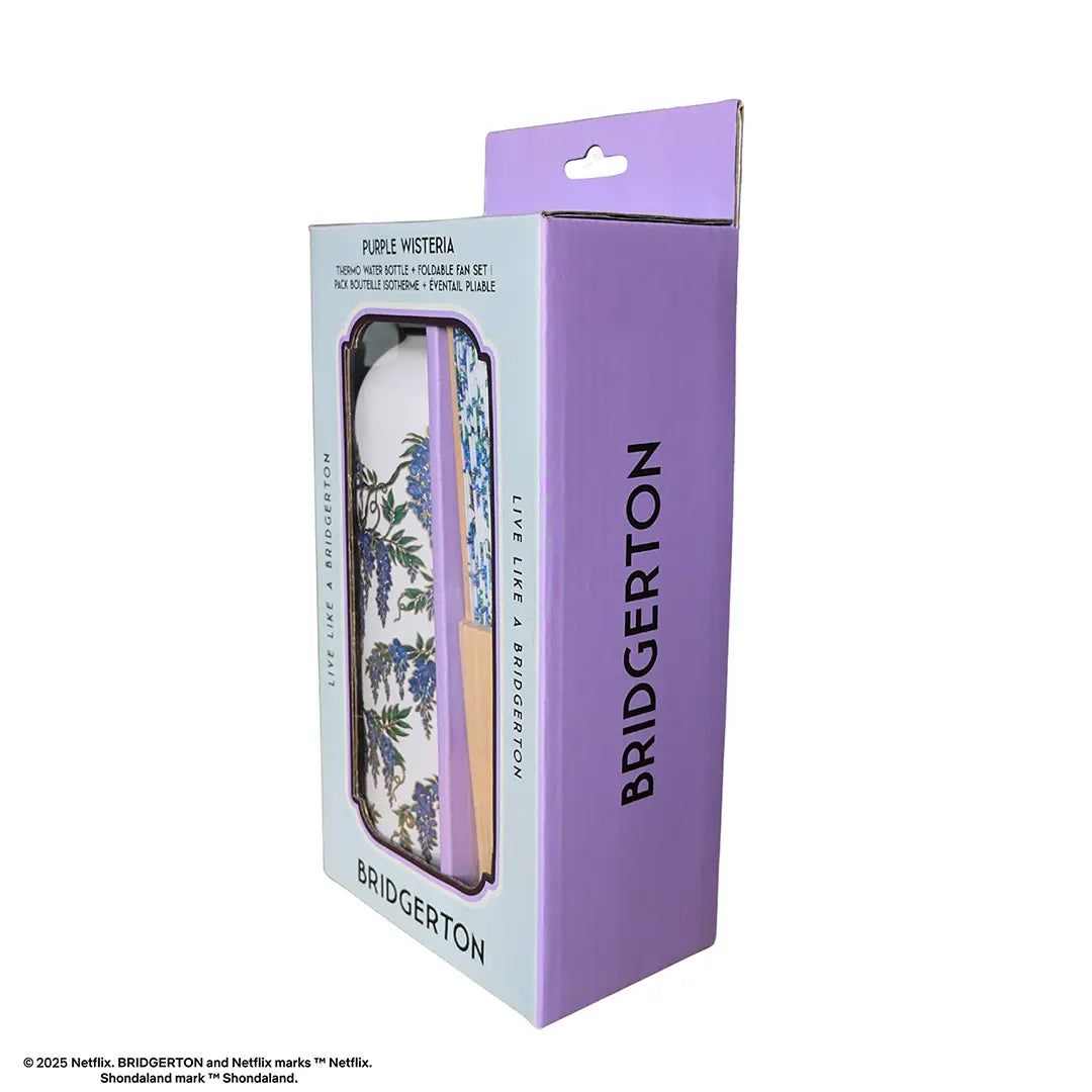 Pack bouteille isotherme et éventail Glycine Bleue – Bridgerton