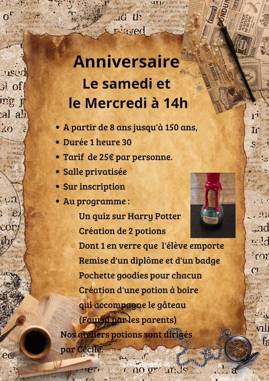 Anniversaire Harry Potter - Atelier Potions