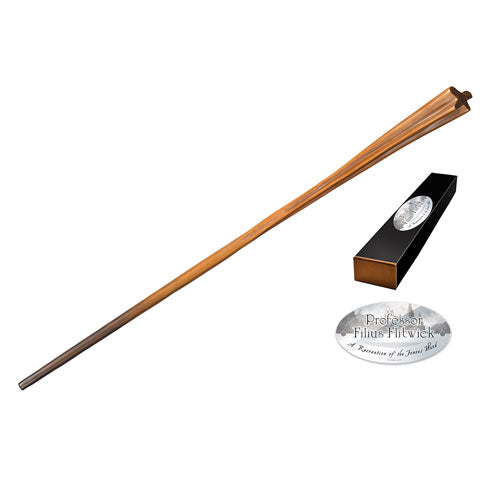 Réplique baguette Filius Flitwick Harry Potter – Résine 40cm, boîte collection personnages et plaque nominative.