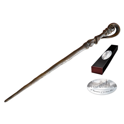 Réplique baguette Fleur Delacour Harry Potter – Résine 37cm, manche sculpté, boîte collection personnages et plaque nominative.