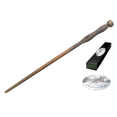 Réplique officielle de la baguette de Nigel – Harry Potter, 37 cm en résine, avec boîte collection personnages et plaque nominative.