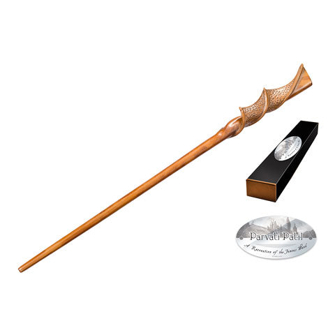 Réplique officielle de la baguette de Parvati Patil – Harry Potter, 36cm en résine, avec boîte collection personnages et plaque nominative.