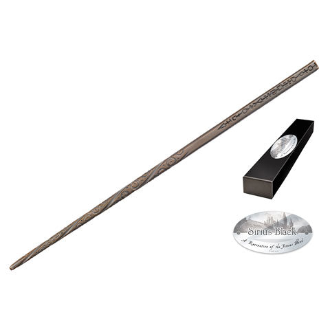 Réplique officielle de la baguette de Sirius Black – 38 cm en résine, avec boîte collection et plaque nominative.