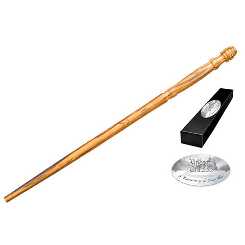 Réplique officielle de la baguette de Vincent Crabbe dans Harry Potter, 38 cm, en résine, avec boîte collection personnages et plaque nominative.