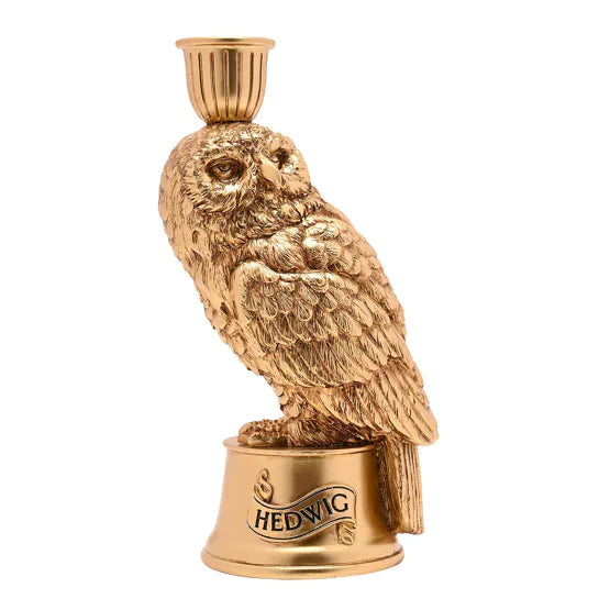 Bougeoir Hedwige Harry Potter doré en résine représentant la célèbre chouette de Poudlard