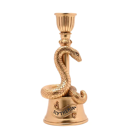 Bougeoir Serpentard Harry Potter doré en résine avec serpent sculpté et inscription Slytherin