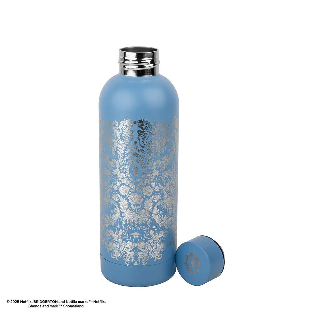 bouteille isotherme bridgerton fleurs damas argentees 500ml