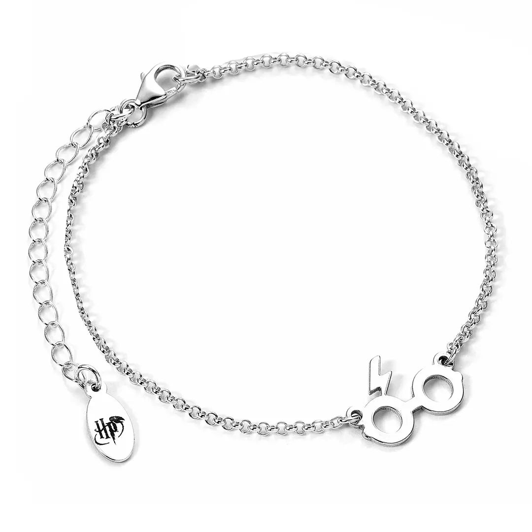 Bracelet Charm Lunettes & Éclair en Argent 925 – Harry Potter