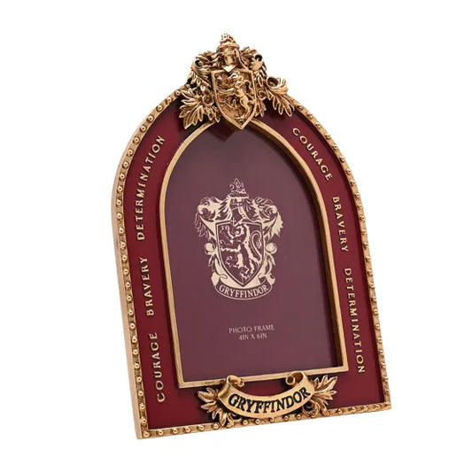 Cadre photo Gryffondor Harry Potter rouge et doré avec blason de la maison et finitions décoratives