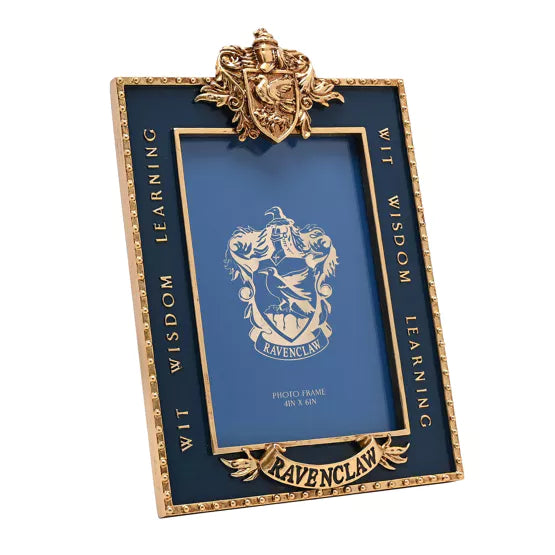 Cadre photo Serdaigle Harry Potter bleu et doré avec blason Ravenclaw et finitions décoratives