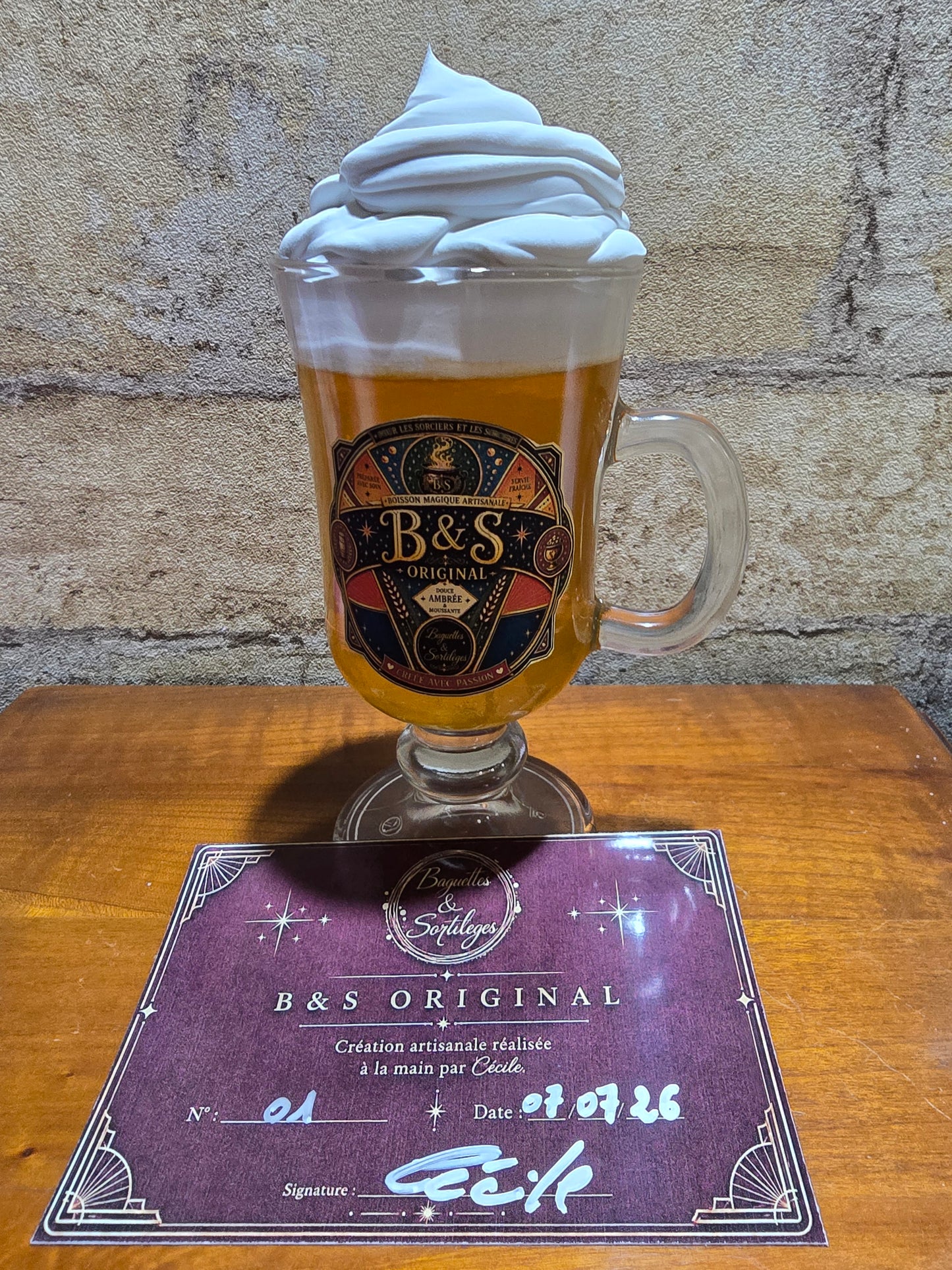 Chope de collection B&S Original numéro 1, création artisanale unique avec certificat d’authenticité signé.