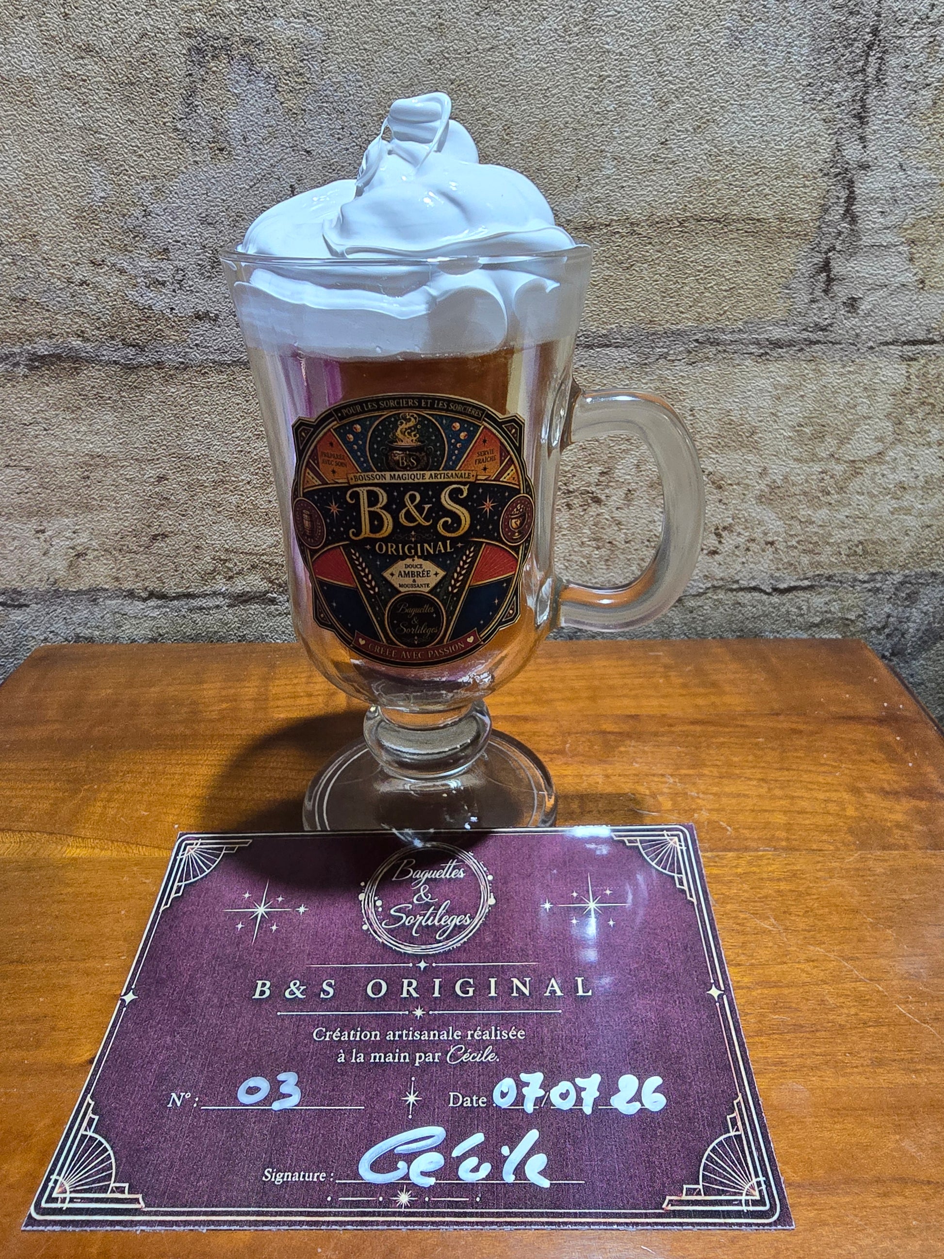 Chope de collection B&S Original numéro 3, création artisanale unique avec certificat d’authenticité signé.