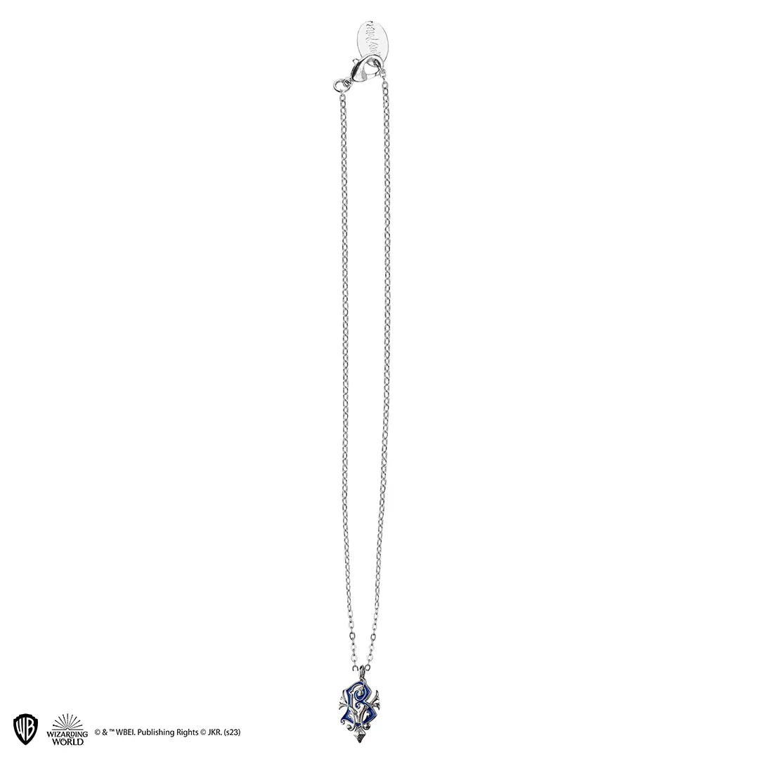 Collier Beauxbâtons avec pendentif doré et blason bleu orné de strass inspiré de Fleur Delacour