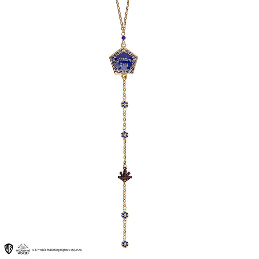 Collier long Chocogrenouille Harry Potter pendentif boîte violette avec chaîne sautoir et strass