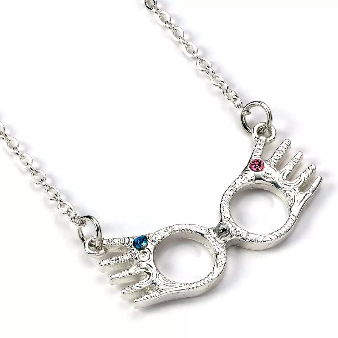 Collier argenté Harry Potter avec pendentif en forme des lunettes de Luna Lovegood