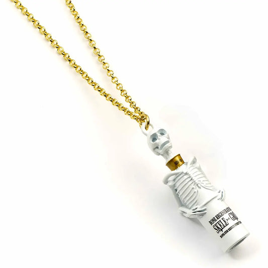 Collier Harry Potter doré avec pendentif représentant la potion Poussos sous forme de fiole magique.