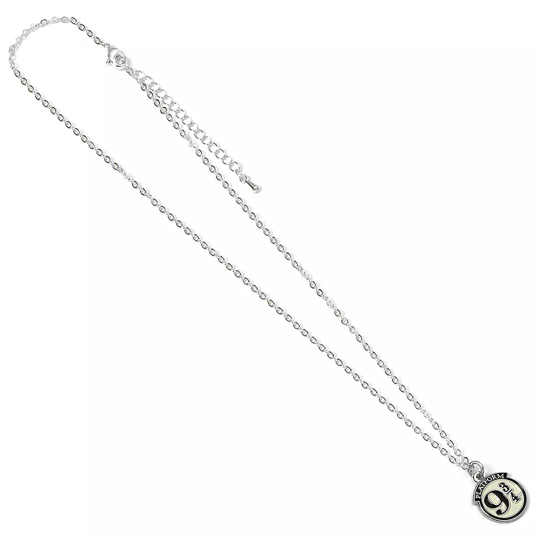 Collier Harry Potter avec pendentif argenté représentant le quai 9 ¾