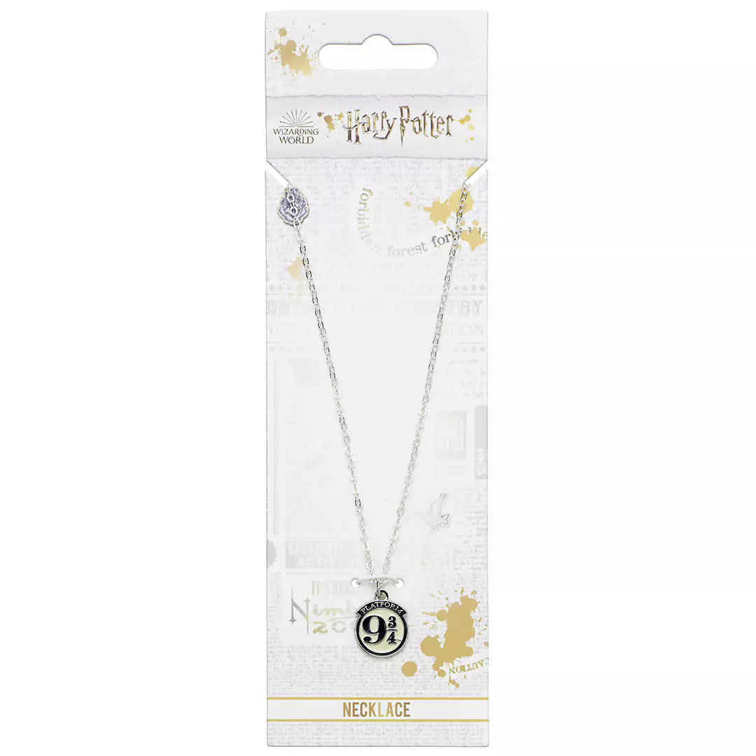 Collier Harry Potter avec pendentif argenté représentant le quai 9 ¾