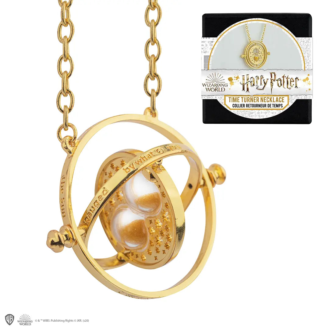 Réplique du Retourneur de Temps de Hermione avec anneaux rotatifs et sablier miniature