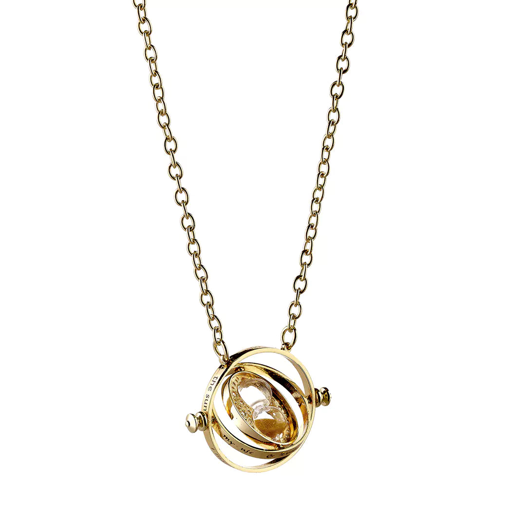 Collier doré Retourneur de Temps de Hermione avec centre rotatif, inspiré d’Harry Potter