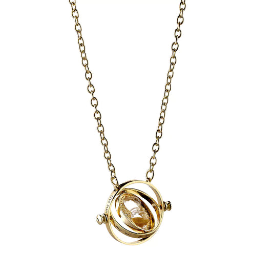 Collier doré Retourneur de Temps de Hermione avec centre rotatif, inspiré d’Harry Potter