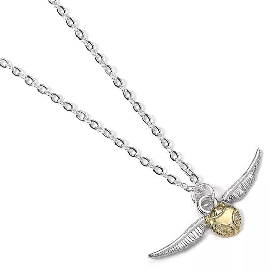 Collier Vif d’Or Harry Potter pendentif balle dorée avec ailes argentées symbole du Quidditch