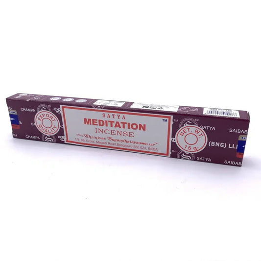 Boîte d’encens Satya Méditation 15g – bâtonnets parfumés pour la méditation et la paix intérieure.