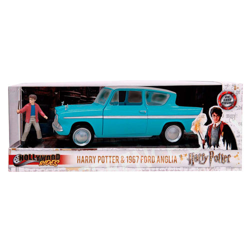 Ford Anglia 1967 bleue Harry Potter avec figurine Harry Potter en métal