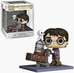 Figurine Pop Harry Potter poussant son chariot avec valise et Hedwige – Voie 9¾