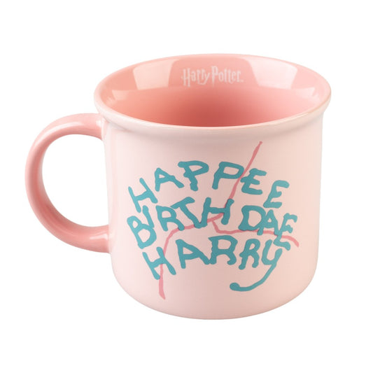 Mug Gâteau de Hagrid Harry Potter rose avec illustration du gâteau d’anniversaire de Harry