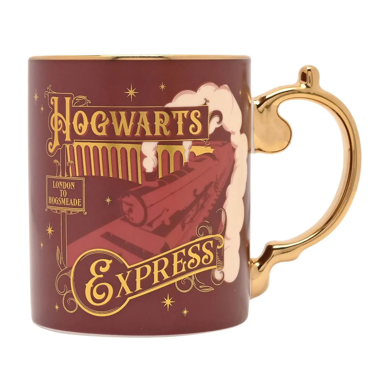 Mug Poudlard Express Harry Potter en céramique avec illustration de la célèbre locomotive rouge.