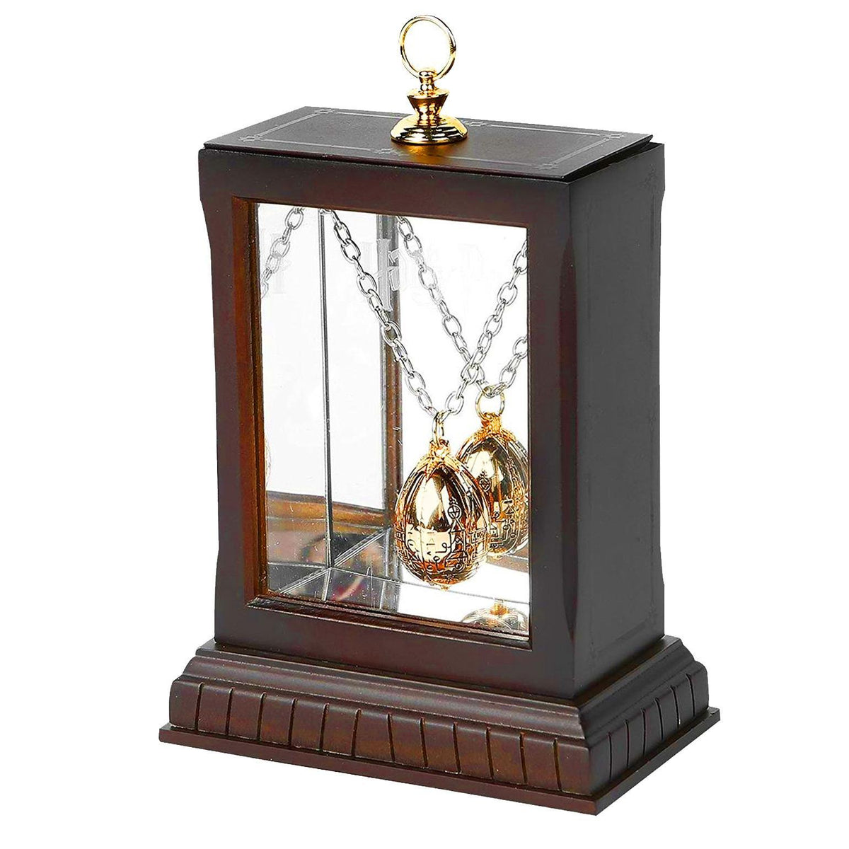 Pendentif Œuf d’Or Harry Potter dans son coffret vitrine en bois